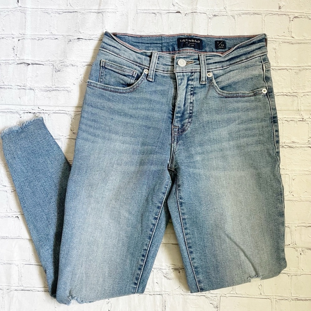 Lucky Brand Light/Medium Wash Ava Mid Rise Super Skinny Ankle Jeans